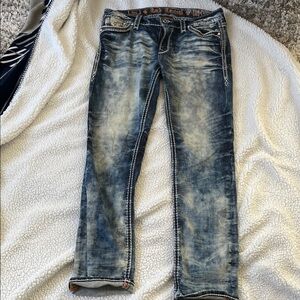 Rock Revival Distressed Blue Straight Jeans